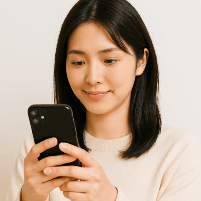 スマホをみる女性